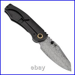 Kansept Caveman Folding Knife BW Ti/80's CamoCarbon Handle Damascus K1110B3