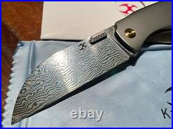 Kansept Convict Folding Frame Knife 3.25 Damascus Steel Blade Titanium Handle