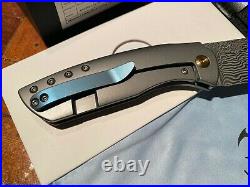 Kansept Convict Folding Frame Knife 3.25 Damascus Steel Blade Titanium Handle