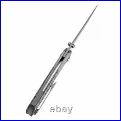 Kansept Deadite Folding Knife Ti/Black/White CF Handle Damascus Plain K1081A1