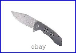 Kansept Entity Folding Knife Black Titanium Handle Damascus Plain Edge K1036B3