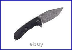 Kansept Entity Folding Knife Black Titanium Handle Damascus Plain Edge K1036B3