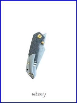 Kansept Fenrir Flipper Knife Beadblasted Titanium+shred Carbon Fiber Handle New