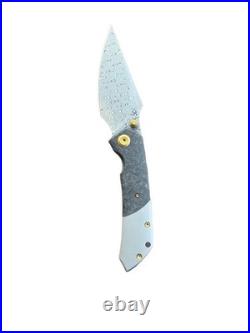 Kansept Fenrir Flipper Knife Beadblasted Titanium+shred Carbon Fiber Handle New