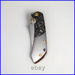 Kansept Fenrir Flipper Knife Beadblasted Titanium+shred Carbon Fiber Handle New