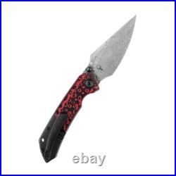 Kansept Fenrir Folding Knife Black/Red G10/Ti Handle Damascus Edge K1034A2