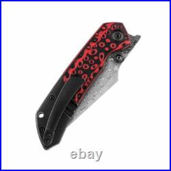 Kansept Fenrir Folding Knife Black/Red G10/Ti Handle Damascus Edge K1034A2