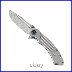 Kansept Folding Knife Pretatout K1032D1 Damascus+Stonewashed Titanium Handle