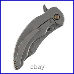 Kansept Gilgamesh Folding Knife Black Shred CF Handle Damascus Plain K1128A3