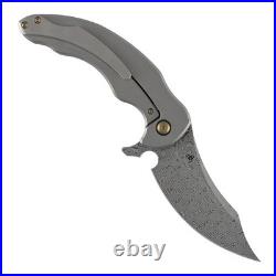 Kansept Gilgamesh Folding Knife Black Shred CF Handle Damascus Plain K1128A3