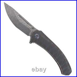 Kansept Hira Folding Knife Tiger Stripe Flame Titanium Handle Damascus K1090A5