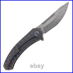 Kansept Hira Folding Knife Tiger Stripe Flame Titanium Handle Damascus K1090A5