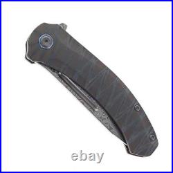 Kansept Hira Folding Knife Tiger Stripe Flame Titanium Handle Damascus K1090A5