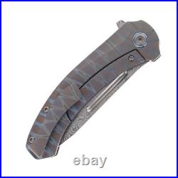 Kansept Hira Folding Knife Tiger Stripe Flame Titanium Handle Damascus K1090A5