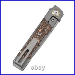 Kansept Kitpu Folding Knife SW Titanium/Copper CF Handle Damascus Plain K2123A5