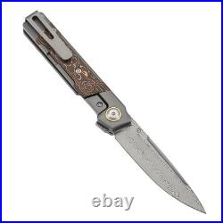 Kansept Kitpu Folding Knife SW Titanium/Copper CF Handle Damascus Plain K2123A5