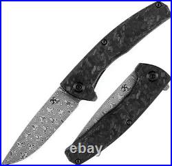 Kansept Knives AGI Folding Knife 3 Damascus Steel Blade Carbon Fiber withTi Back