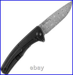 Kansept Knives AGI Folding Knife 3 Damascus Steel Blade Carbon Fiber withTi Back