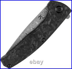 Kansept Knives AGI Folding Knife 3 Damascus Steel Blade Carbon Fiber withTi Back