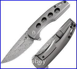 Kansept Knives Cassowary Folding Knife 3 Damascus Steel Blade Titanium Handle