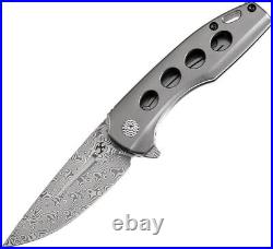 Kansept Knives Cassowary Folding Knife 3 Damascus Steel Blade Titanium Handle