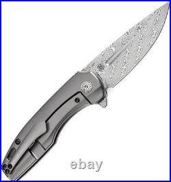 Kansept Knives Cassowary Folding Knife 3 Damascus Steel Blade Titanium Handle