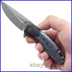 Kansept Knives Cassowary Folding Knife 3 Damascus Steel Blade Titanium Handle