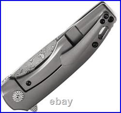 Kansept Knives Cassowary Folding Knife 3 Damascus Steel Blade Titanium Handle