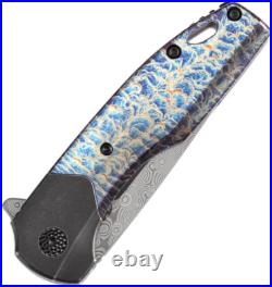 Kansept Knives Cassowary Folding Knife 3 Damascus Steel Blade Titanium Handle