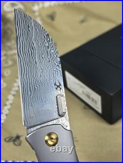 Kansept Knives Convict Folding Knife 3.3 Damascus Steel Blade Titanium Handle