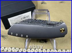 Kansept Knives Convict Folding Knife 3.3 Damascus Steel Blade Titanium Handle