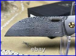 Kansept Knives Convict Folding Knife 3.3 Damascus Steel Blade Titanium Handle