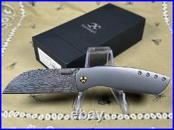 Kansept Knives Convict Folding Knife 3.3 Damascus Steel Blade Titanium Handle