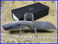 Kansept Knives Convict Folding Knife 3.3 Damascus Steel Blade Titanium Handle