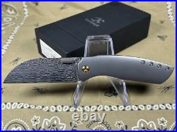 Kansept Knives Convict Folding Knife 3.3 Damascus Steel Blade Titanium Handle