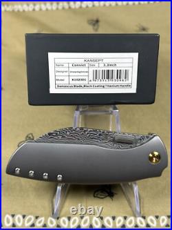 Kansept Knives Convict Folding Knife 3.3 Damascus Steel Blade Titanium Handle