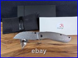 Kansept Knives Convict Titanium Handle 3.3 Damascus Steel Folding Pocket Knife