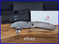 Kansept Knives Convict Titanium Handle 3.3 Damascus Steel Folding Pocket Knife