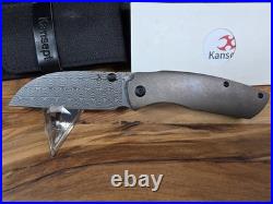 Kansept Knives Convict Titanium Handle 3.3 Damascus Steel Folding Pocket Knife