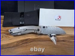 Kansept Knives Convict Titanium Handle 3.3 Damascus Steel Folding Pocket Knife