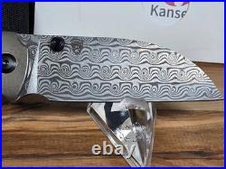 Kansept Knives Convict Titanium Handle 3.3 Damascus Steel Folding Pocket Knife
