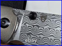 Kansept Knives Convict Titanium Handle 3.3 Damascus Steel Folding Pocket Knife