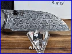 Kansept Knives Convict Titanium Handle 3.3 Damascus Steel Folding Pocket Knife