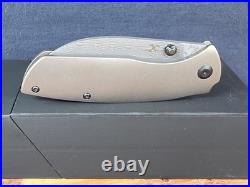 Kansept Knives Convict Titanium Handle 3.3 Damascus Steel Folding Pocket Knife