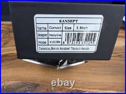 Kansept Knives Convict Titanium Handle 3.3 Damascus Steel Folding Pocket Knife