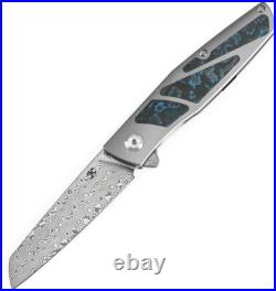 Kansept Knives Cru Folding Knife 3.5 Damascus Steel Blade Titanium/CF Handle