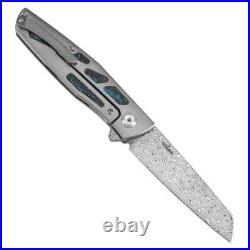 Kansept Knives Cru Folding Knife 3.5 Damascus Steel Blade Titanium/CF Handle