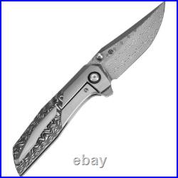 Kansept Knives Deadite Folding Knife 3.5 Damascus Steel Blade Titanium/CF Handle