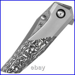 Kansept Knives Deadite Folding Knife 3.5 Damascus Steel Blade Titanium/CF Handle