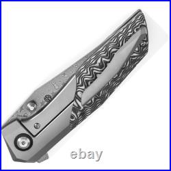 Kansept Knives Deadite Folding Knife 3.5 Damascus Steel Blade Titanium/CF Handle